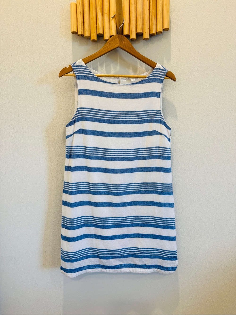 beachlunchlounge Blue and White Striped Sleeveless Mini Dress